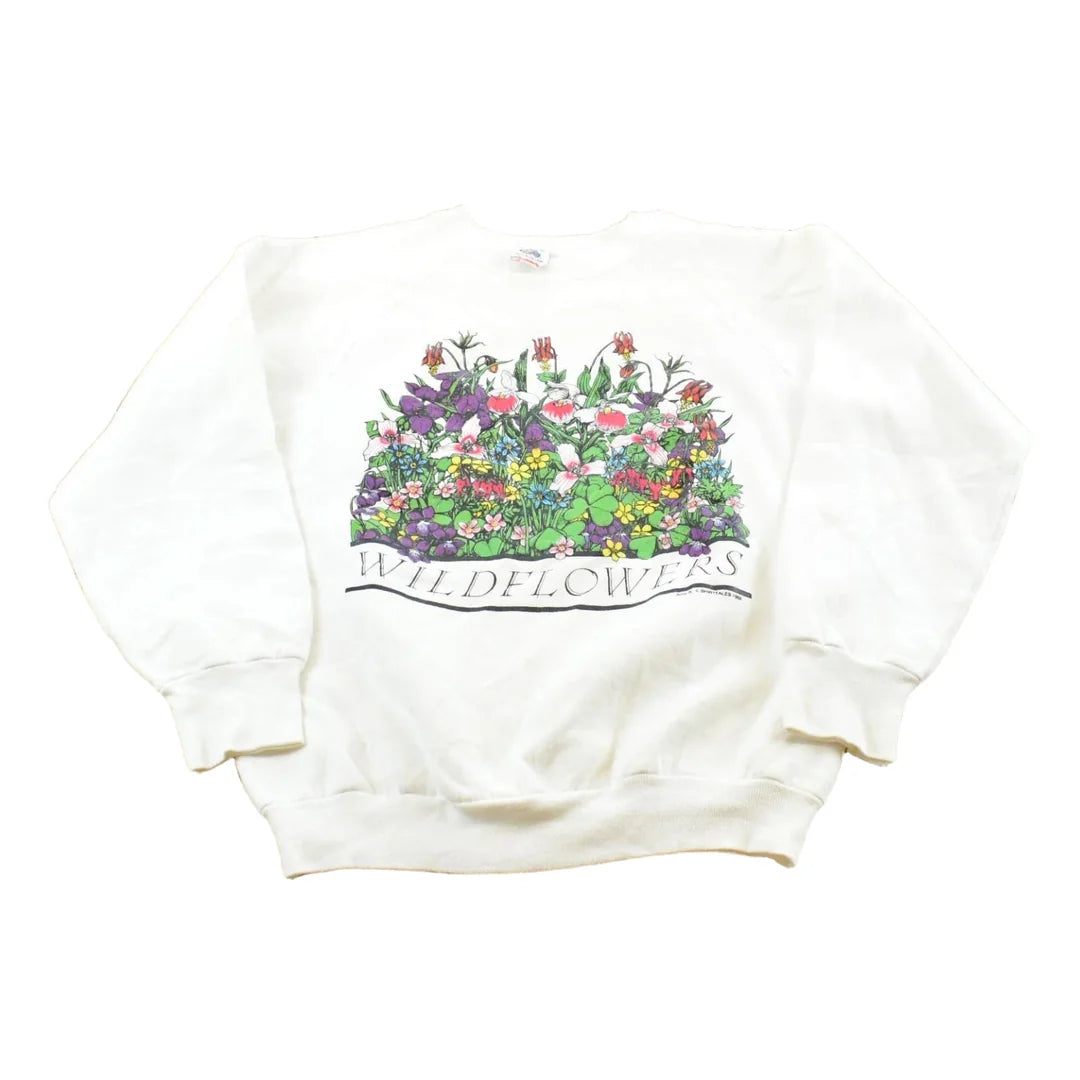Vintage 1989 Nature Print Wildflowers Sweatshirt Mens Men's Medium from propervintagecanada