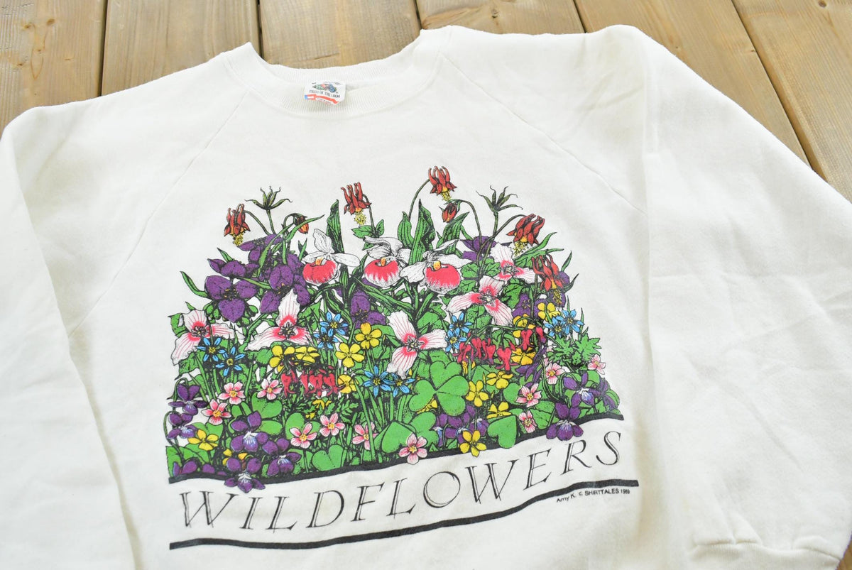 Vintage 1989 Nature Print Wildflowers Sweatshirt Mens Men's Medium from propervintagecanada