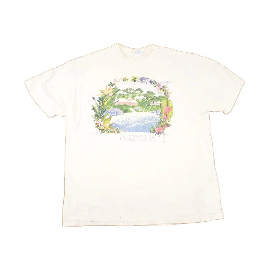 Vintage 1990 Bermuda Palm Trees Souvenir Travel T-Shirt Women's XL from propervintagecanada