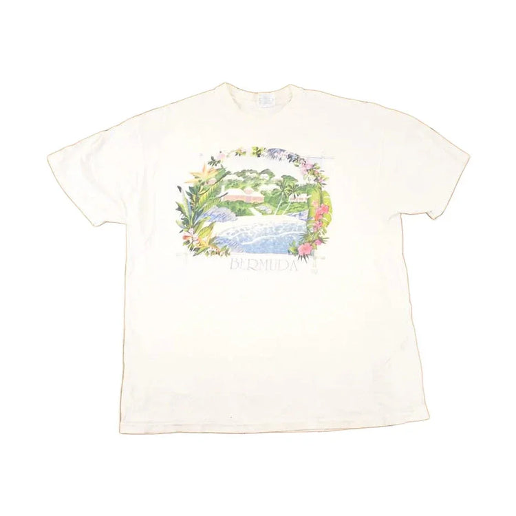 Vintage 1990 Bermuda Palm Trees Souvenir Travel T-Shirt Women's XL from propervintagecanada