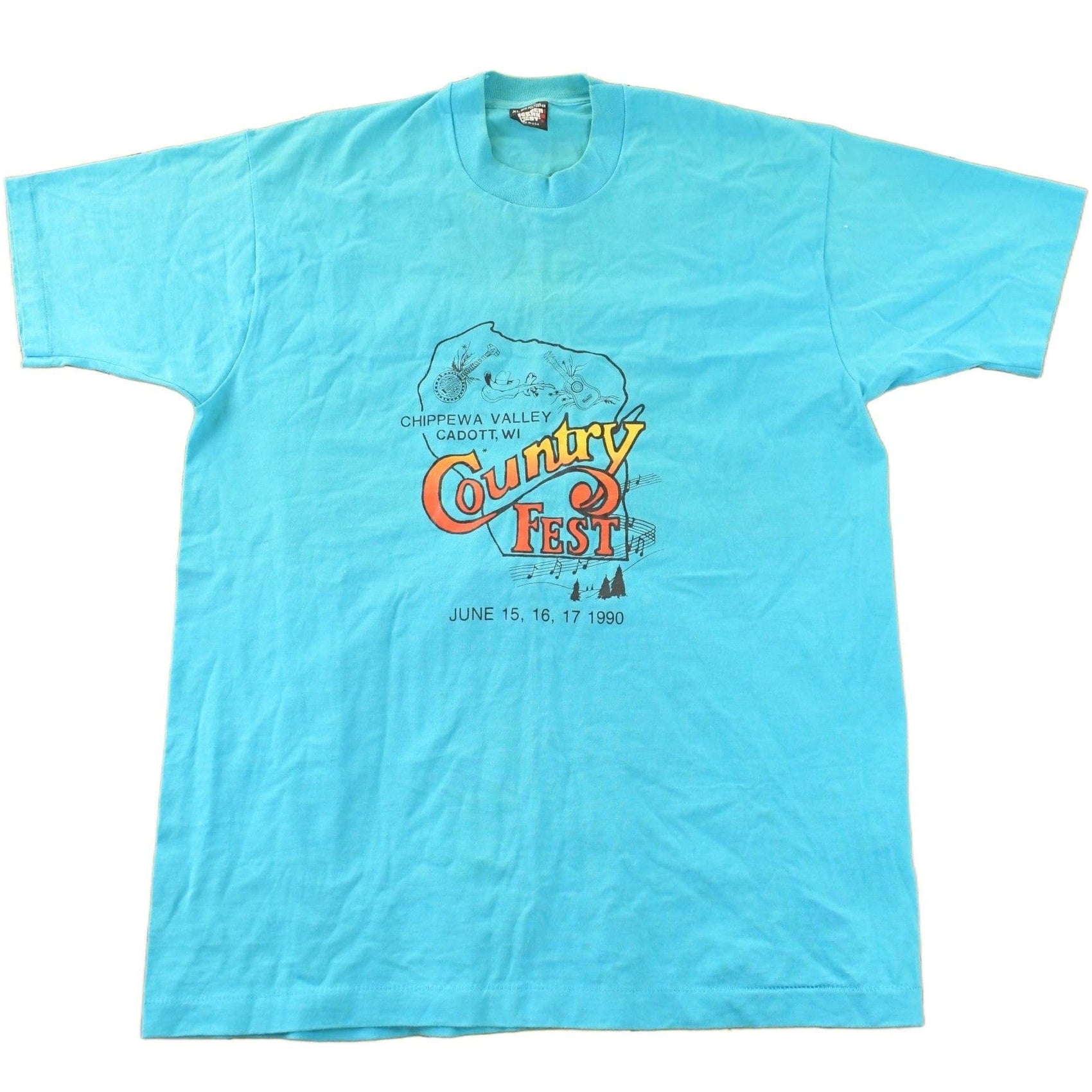 Vintage 1990 Country Fest Music Fair Graphic T-Shirt Men's Large from propervintagecanada