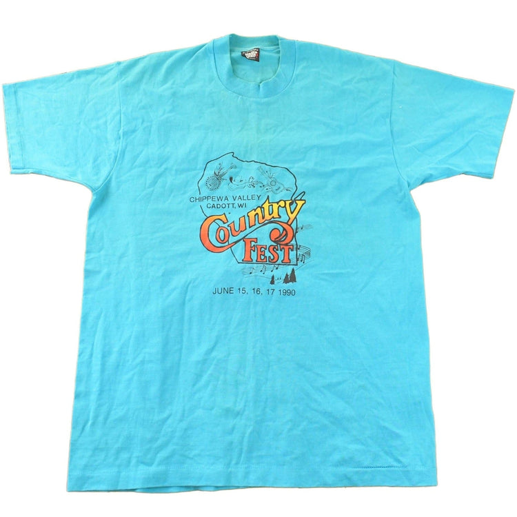 Vintage 1990 Country Fest Music Fair Graphic T-Shirt Men's Large from propervintagecanada