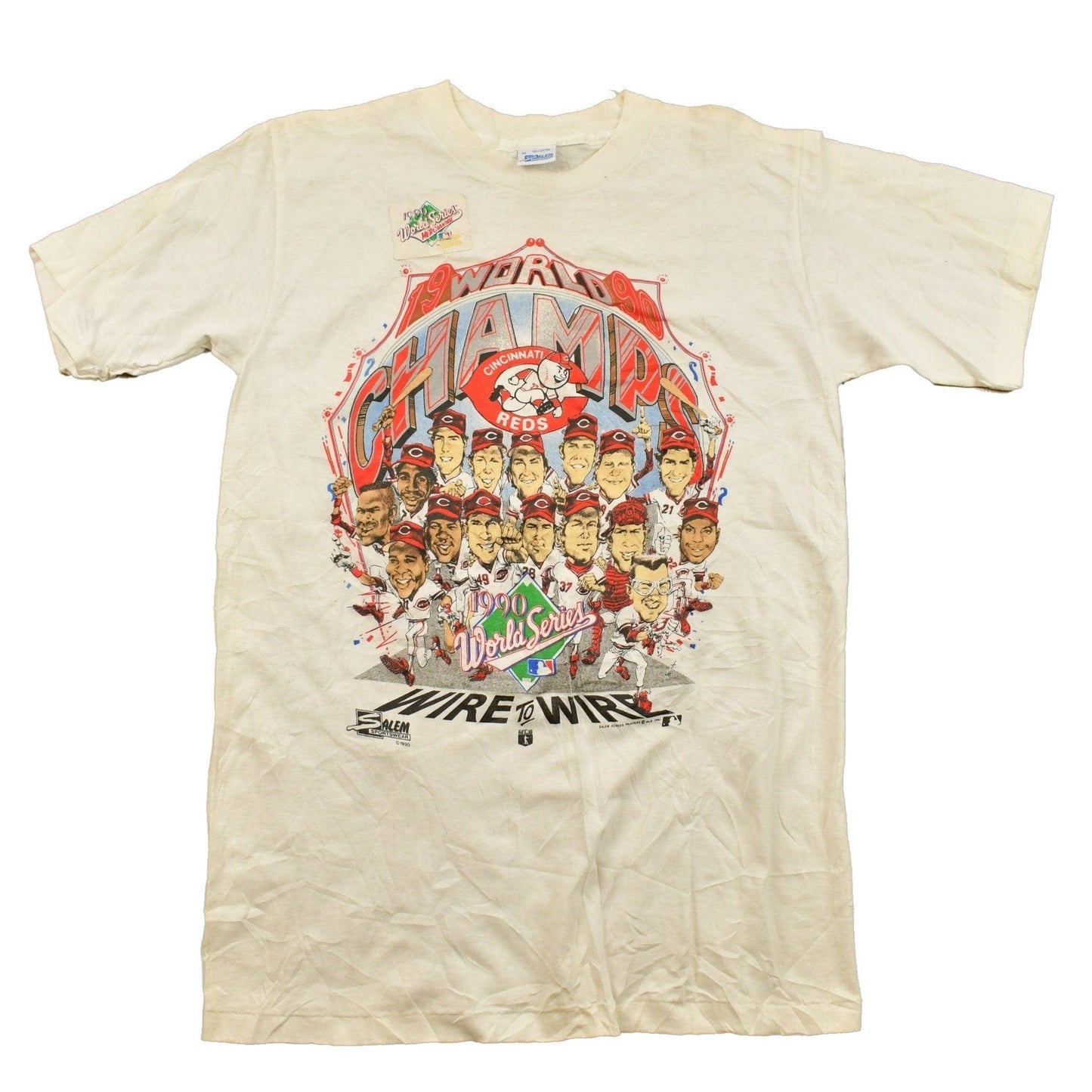 Vintage 1990 Deadstock Cincinnati Reds Big Head World Series MLB Graphic T-Shirt Men's Medium from propervintagecanada