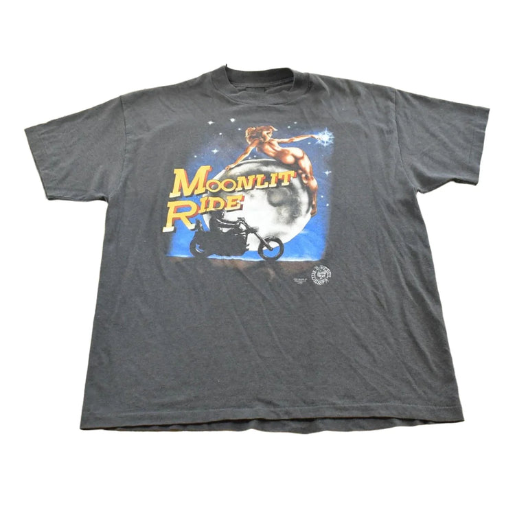 Vintage 1990 Just Brass Rebel Rider Moonlit Ride Motorcycle T-Shirt Mens M from propervintagecanada