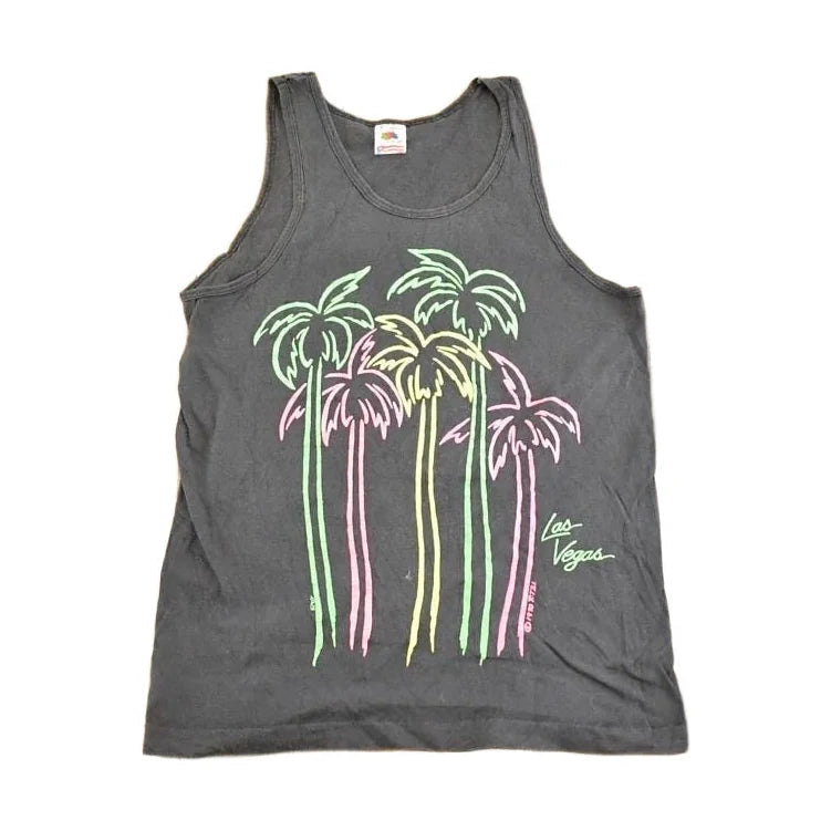 Vintage 1990 Las Vegas Neon Palm Tree Souvenir Travel Tank Top Mens S from propervintagecanada