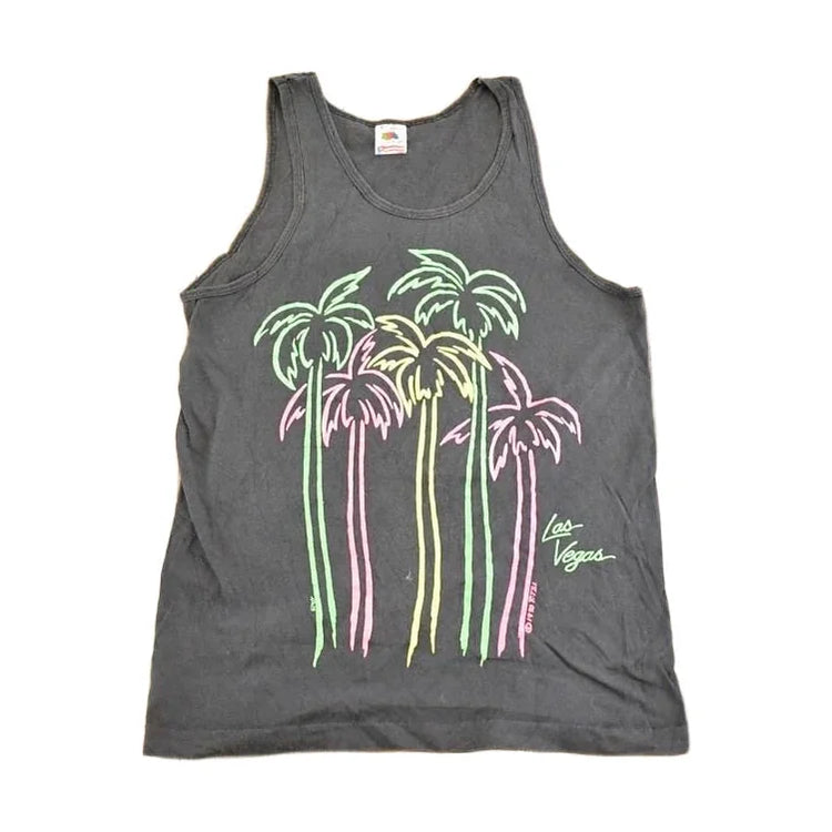 Vintage 1990 Las Vegas Neon Palm Tree Souvenir Travel Tank Top Mens S from propervintagecanada