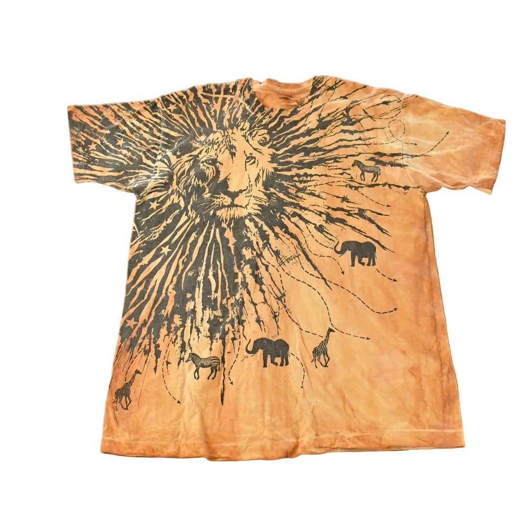 Vintage 1990 Lion African Animals All Over Print Graphic T-Shirt Men's 2XL / Streetwear / Nature T Shirt / Outdoorsman / Made in USA from propervintagecanada