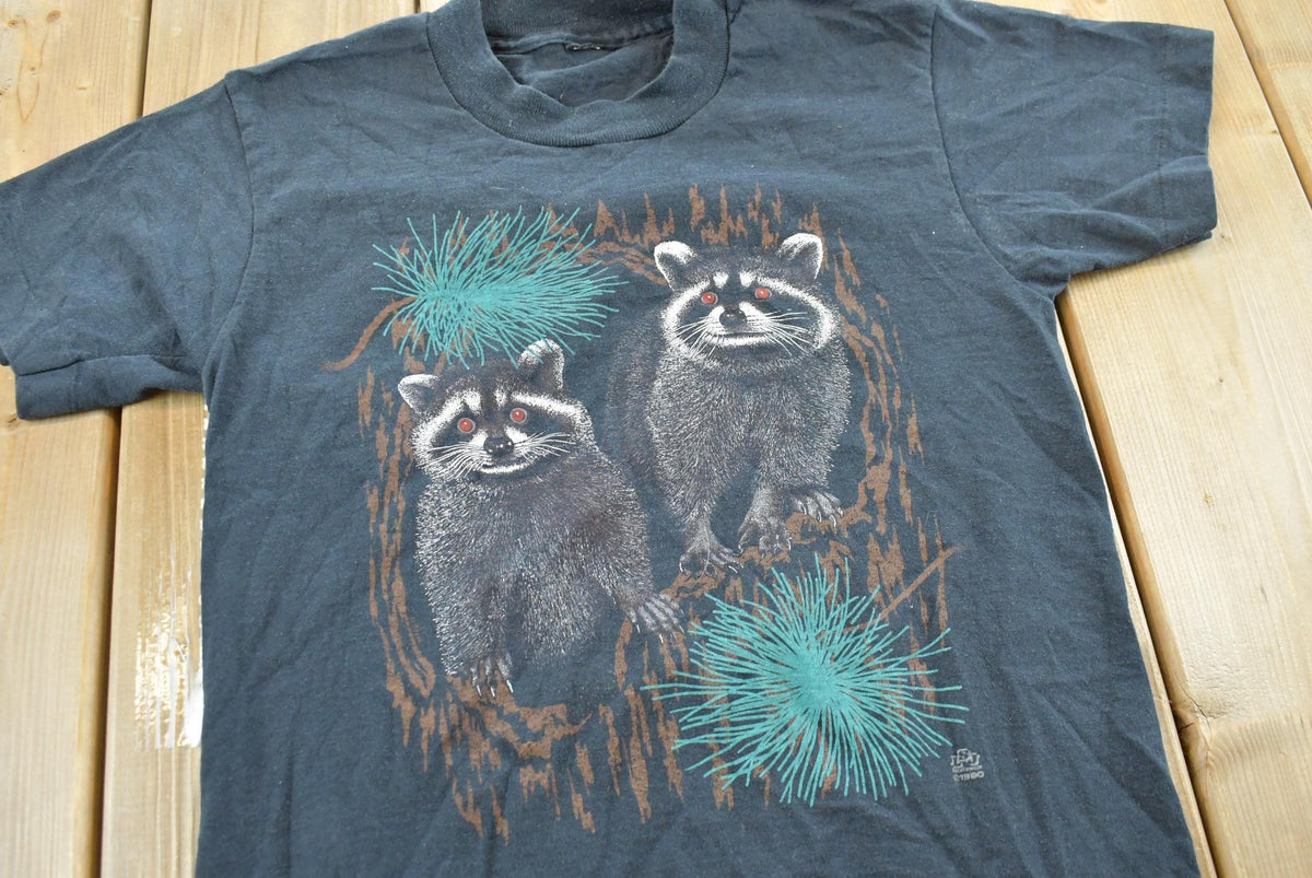 Vintage 1990 LSJ Raccoon Nature T-Shirt Men's XS from propervintagecanada