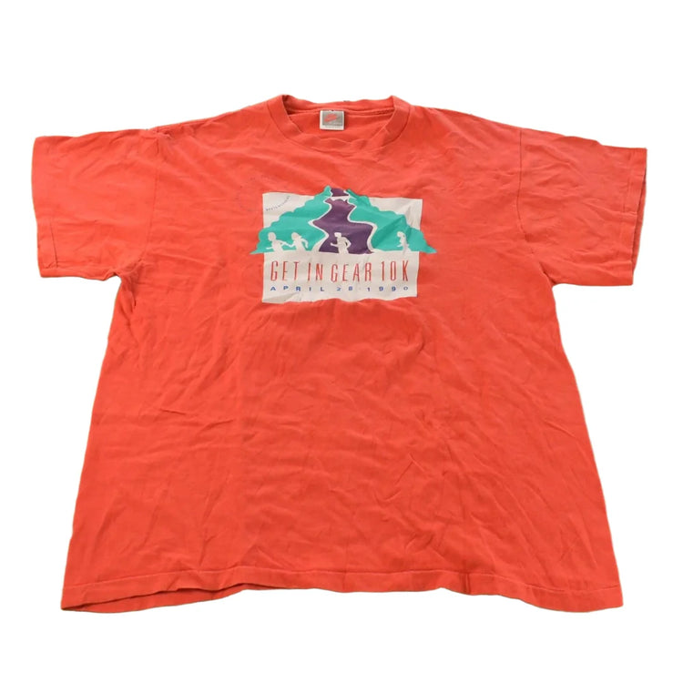 Vintage 1990 Nike Get In Gear Running Souvenir Single Stitch Graphic Print T-Shirt Men's Large from propervintagecanada
