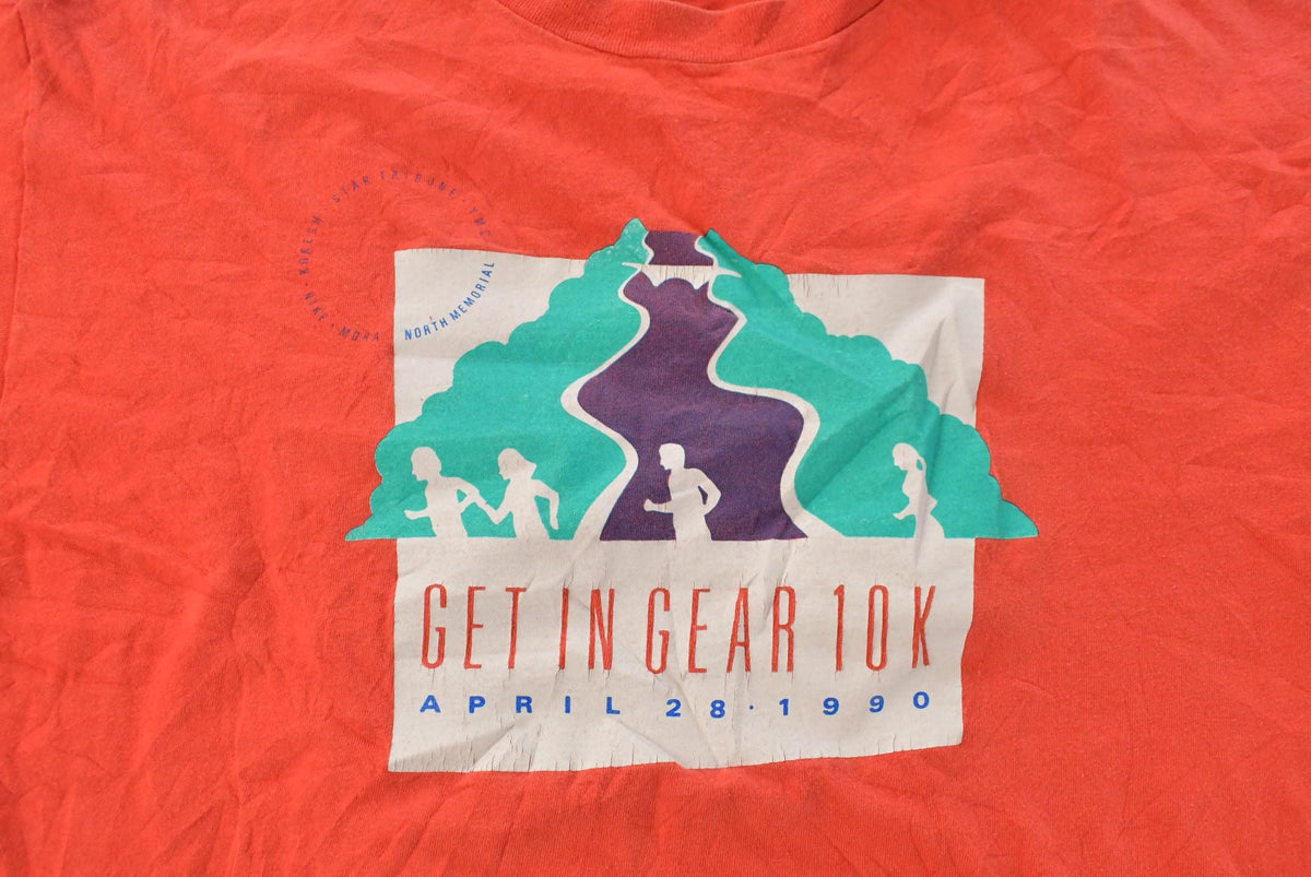 Vintage 1990 Nike Get In Gear Running Souvenir Single Stitch Graphic Print T-Shirt Men's Large from propervintagecanada
