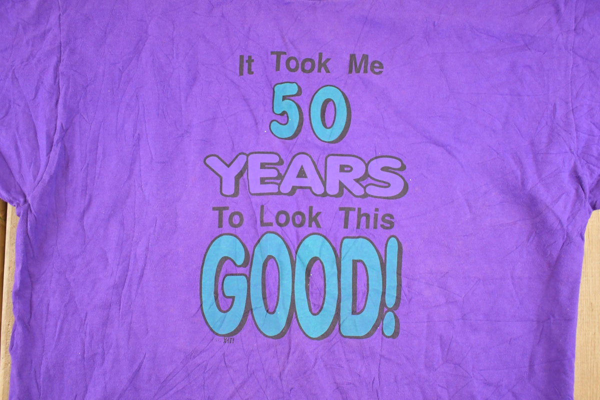 Vintage 1990's 50 Years Old Souvenir Funny T-Shirt Mens XL from propervintagecanada