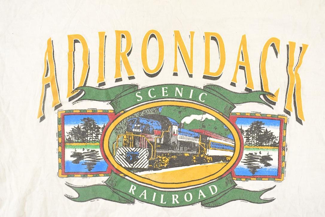 Vintage 1990's Adirondack Scenic Railroad Souvenir Travel T-Shirt Men's M from propervintagecanada
