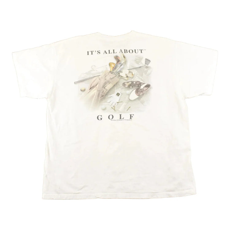 Vintage 1990's All About Golf Souvenir Travel T-Shirt Men's XL from propervintagecanada