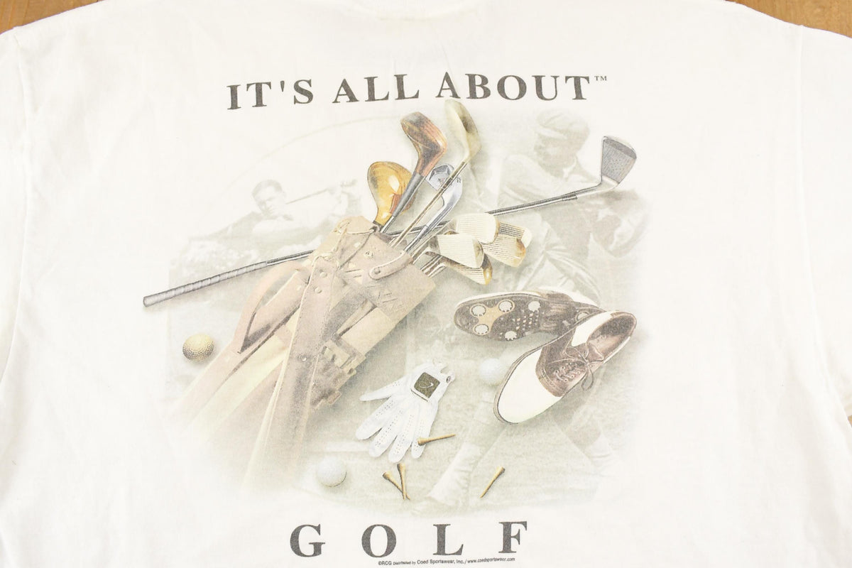 Vintage 1990's All About Golf Souvenir Travel T-Shirt Men's XL from propervintagecanada