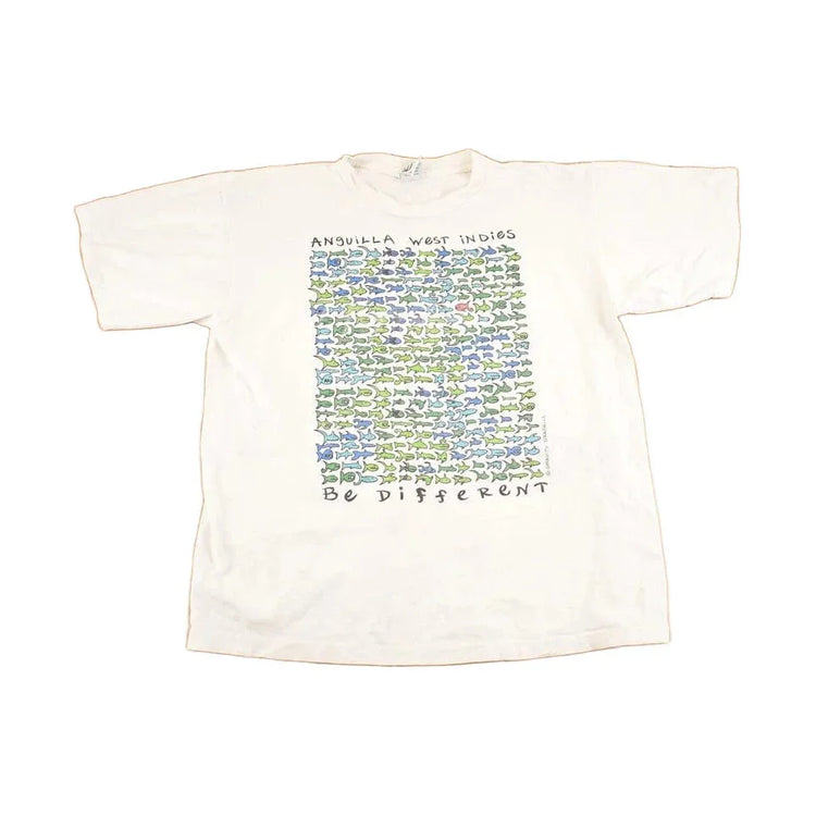 Vintage 1990's Anguilla West Indies Fish School Souvenir Travel T-Shirt Men's L from propervintagecanada