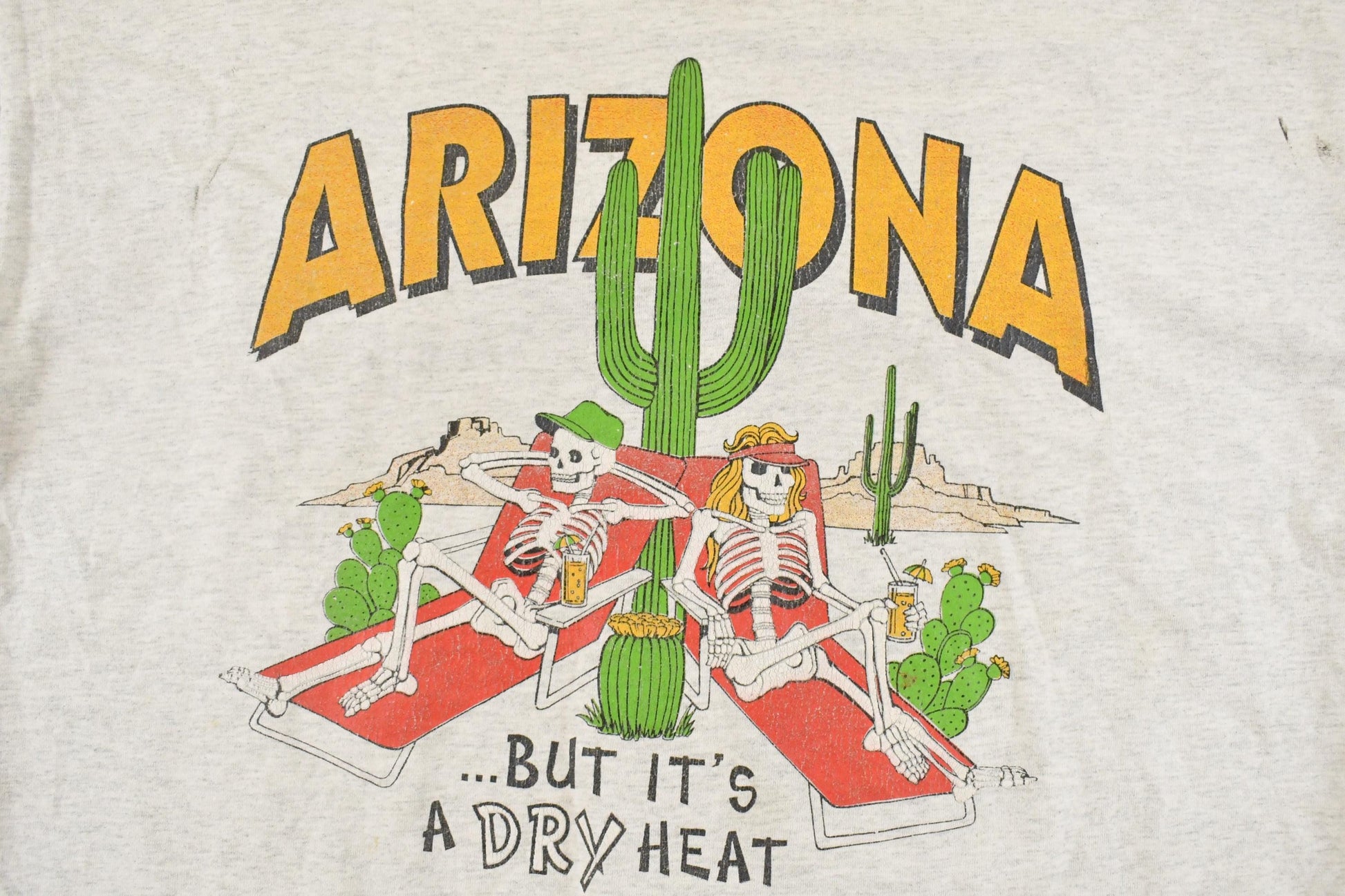 Vintage 1990's Arizona Dry Heat Pool Skeletons Souvenir Travel T-Shirt Men's L from propervintagecanada