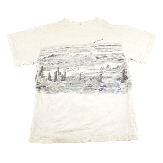 Vintage 1990's Art Unlimited Seagull Broken Ship FAB Souvenir T-Shirt Mens L from propervintagecanada