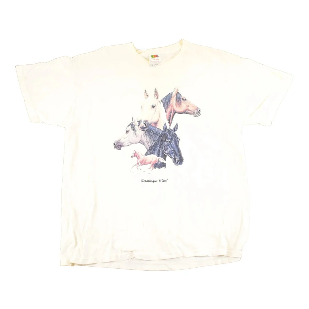 Vintage 1990's Assateague Island Wild Horses Souvenir Travel T-Shirt Men's L from propervintagecanada