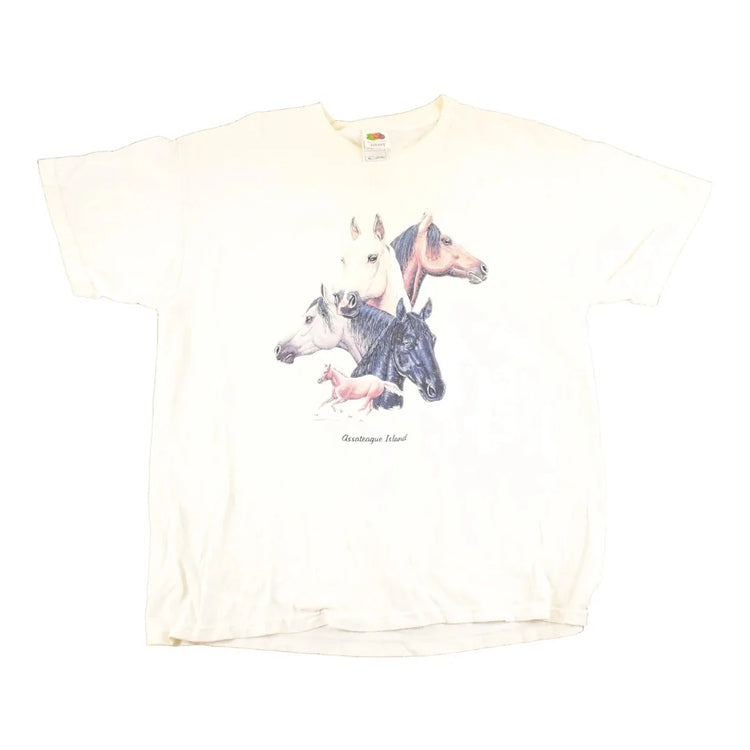 Vintage 1990's Assateague Island Wild Horses Souvenir Travel T-Shirt Men's L from propervintagecanada