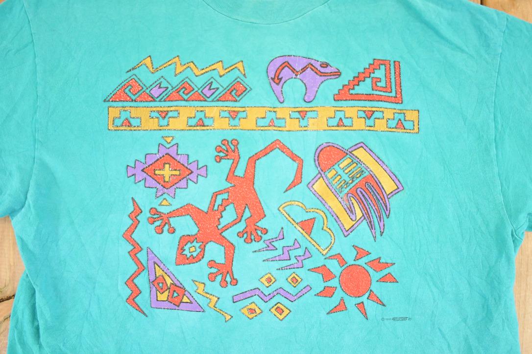 Vintage 1990's Aztec Lizard Souvenir Travel T-Shirt Men's M from propervintagecanada