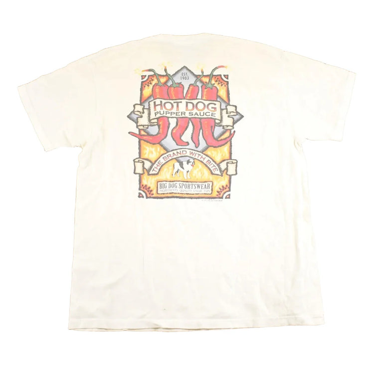 Vintage 1990's Big Dogs Hot Pepper Sauce Souvenir Travel T-Shirt Mens L from propervintagecanada
