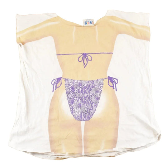 Vintage 1990's Bikini Body Funny Cartoon Souvenir Travel T-Shirt Women's XXL from propervintagecanada