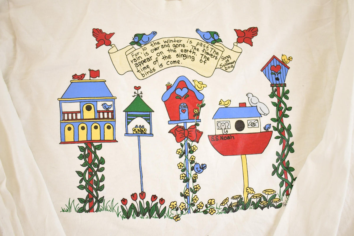 Vintage 1990's Birdhouses Cartoon Souvenir Travel Long Sleeve T-Shirt Mens M from propervintagecanada