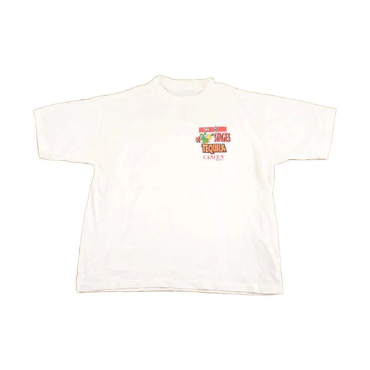 Vintage 1990's Cancun Tequila Stages Souvenir Funny Travel T-Shirt Men's L from propervintagecanada