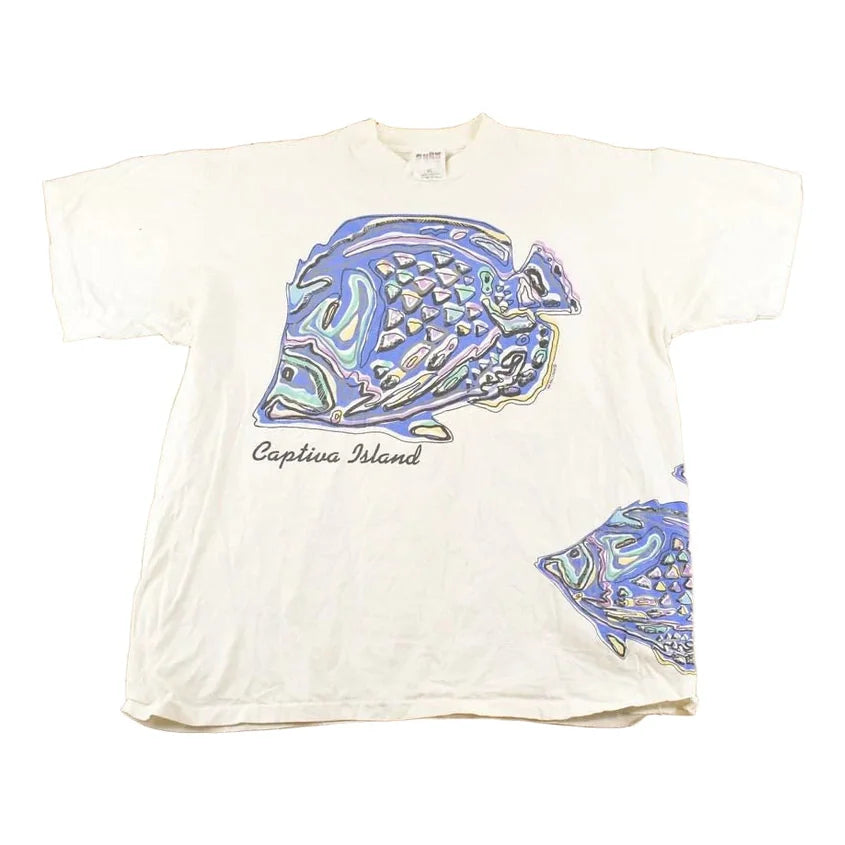 Vintage 1990's Captiva Island Fish Souvenir Travel T-Shirt Men's XL from propervintagecanada