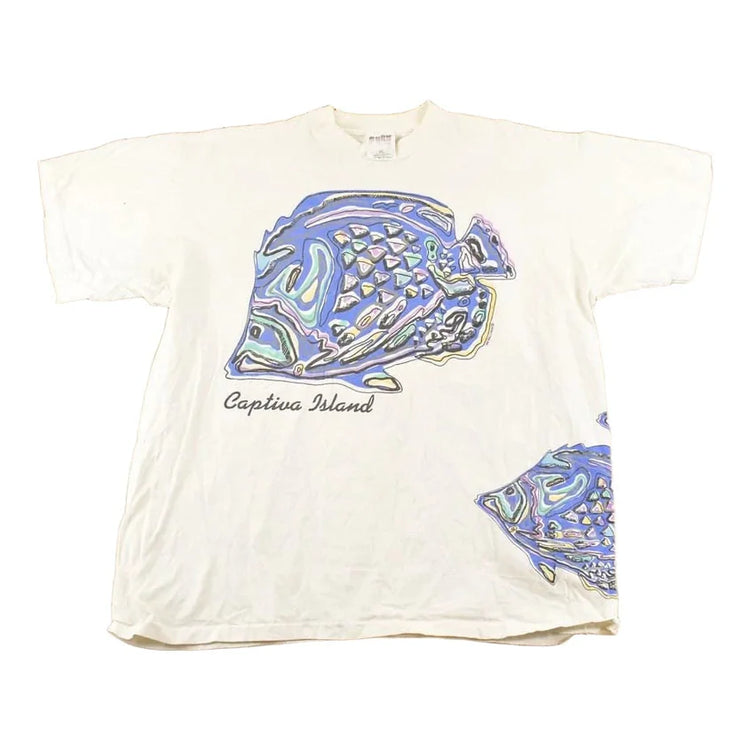 Vintage 1990's Captiva Island Fish Souvenir Travel T-Shirt Men's XL from propervintagecanada