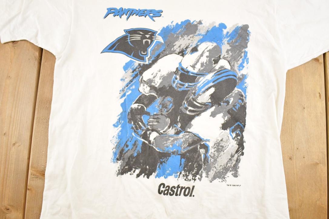 Vintage 1990's Carolina Panthers NFL Castrol T Shirt Men's L from propervintagecanada