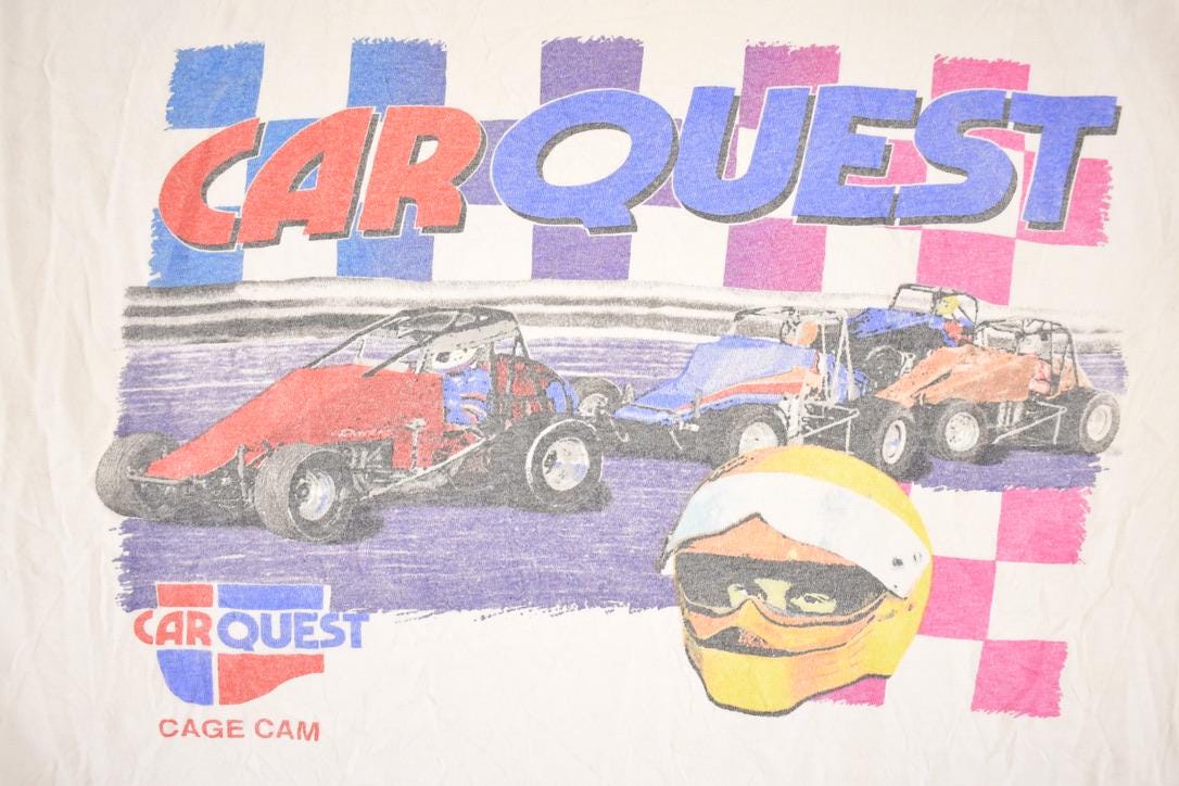 Vintage 1990's Carquest Boxcar Racing Souvenir Race T-Shirt Men's L from propervintagecanada