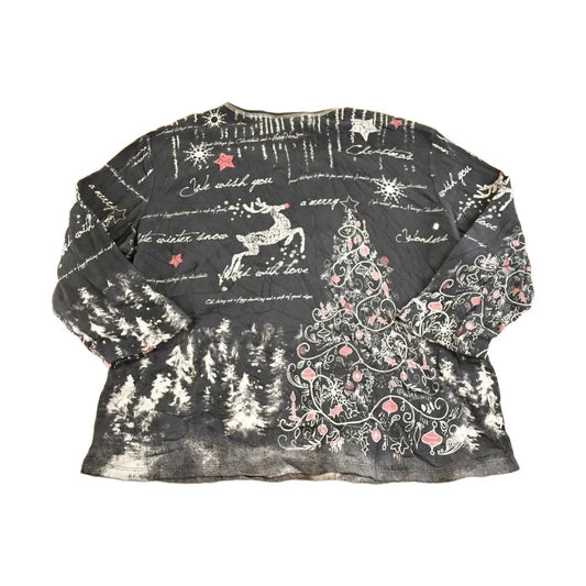Vintage 1990's Christmas Jess And Jane AOP Souvenir Long Sleeve Shirt Womens L from propervintagecanada