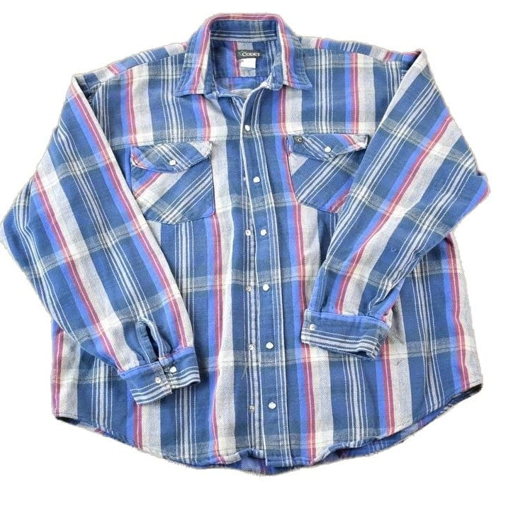 Vintage 1990's Codet Plaid Button Up Western Shirt Made In USA Men's XL from propervintagecanada