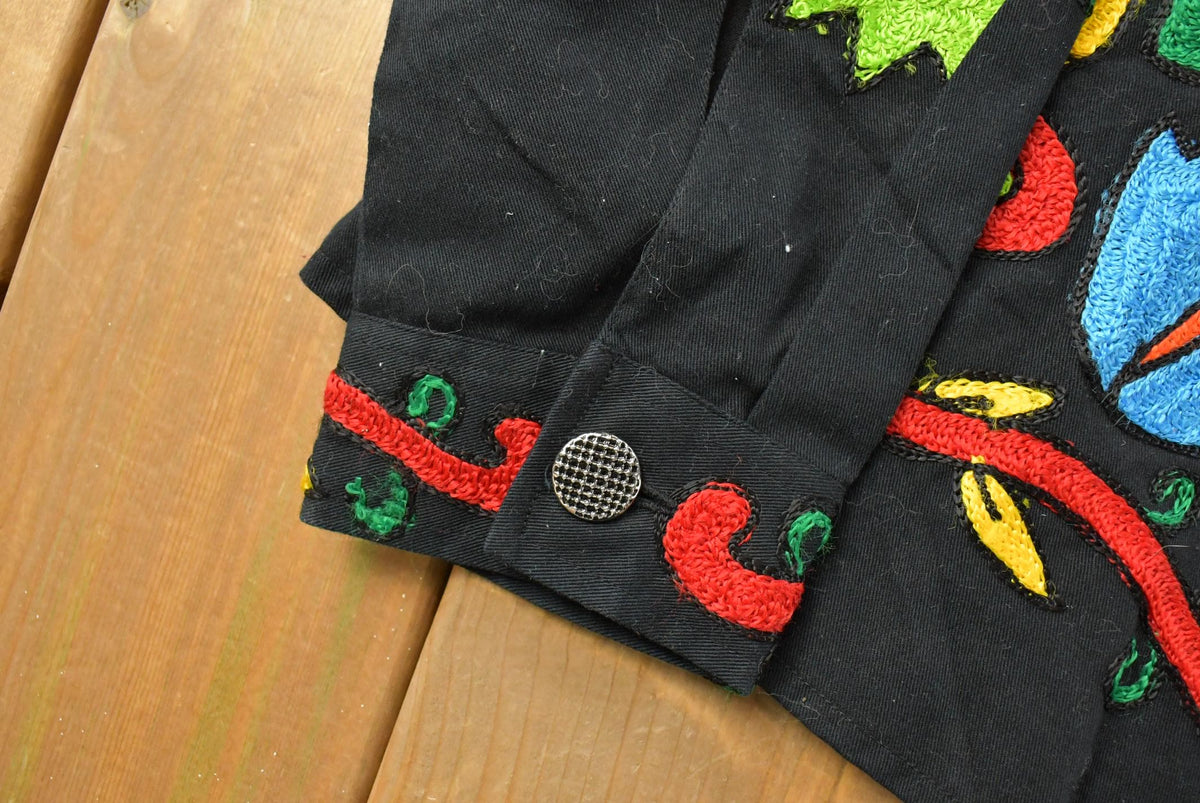 Vintage 1990's Coldwater Creek Floral Embroidered Button Up Jacket Women's M from propervintagecanada