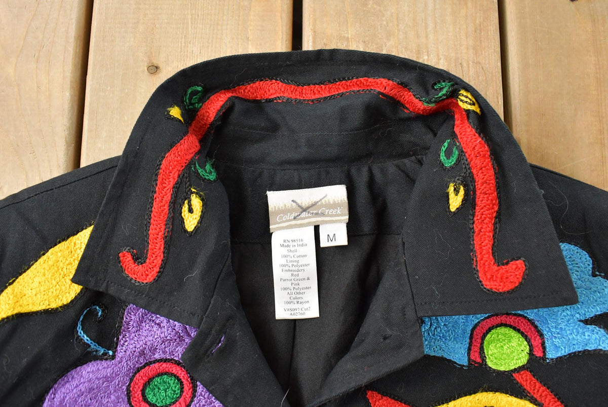Vintage 1990's Coldwater Creek Floral Embroidered Button Up Jacket Women's M from propervintagecanada