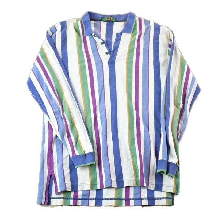 Vintage 1990's Colours By alexander Julian Striped Quarter Button Up Western Shirt Made In USA Men's Large from propervintagecanada