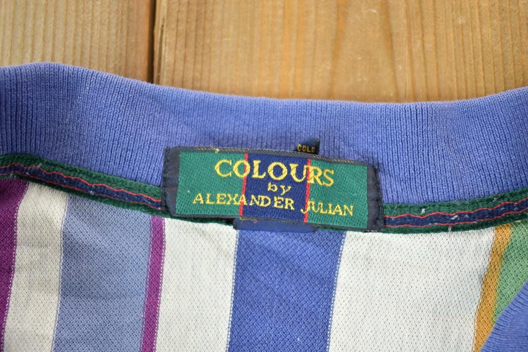 Vintage 1990's Colours By alexander Julian Striped Quarter Button Up Western Shirt Made In USA Men's Large from propervintagecanada