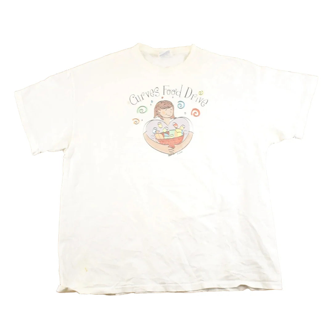 Vintage 1990's Curves Food Drive Souvenir Travel T-Shirt Women's XL from propervintagecanada