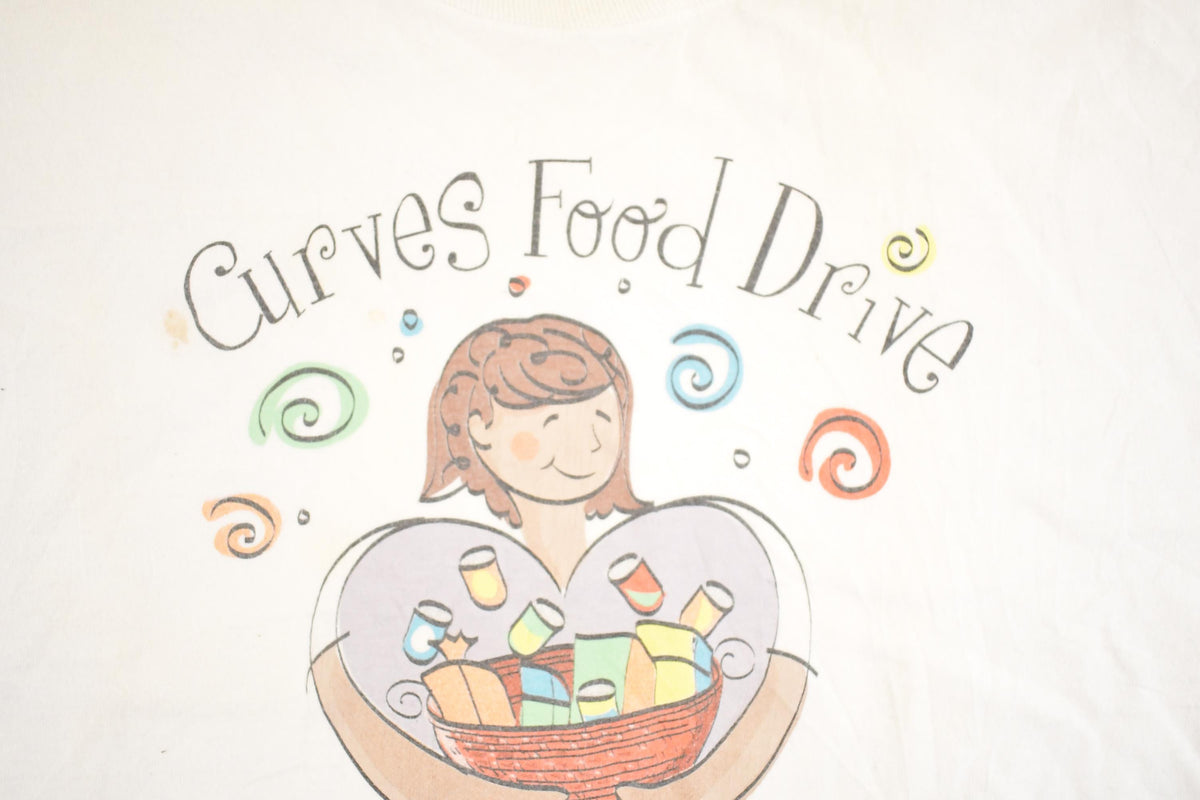 Vintage 1990's Curves Food Drive Souvenir Travel T-Shirt Women's XL from propervintagecanada
