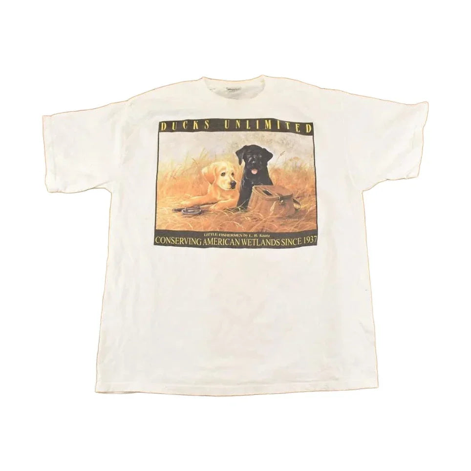 Vintage 1990's Ducks Unlimited Puppy Souvenir Wetlands T-Shirt Men's XL from propervintagecanada