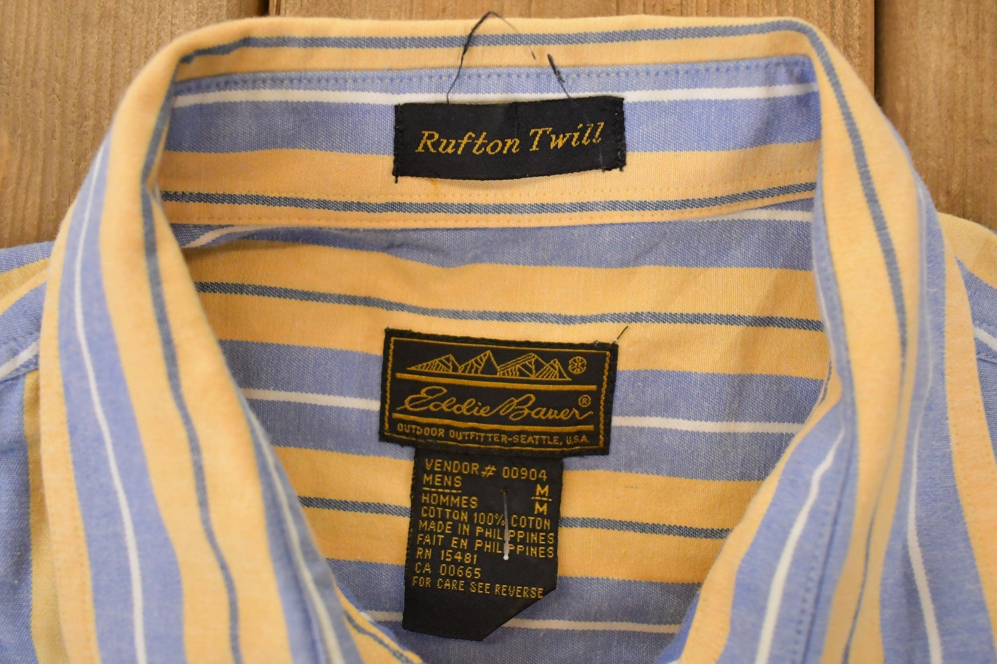 Vintage 1990's Eddie Bauer Striped Button Up Shirt Men's L from propervintagecanada