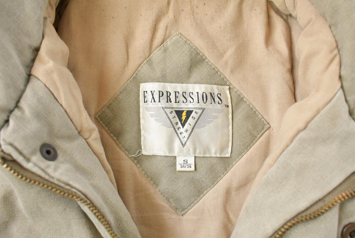 Vintage 1990's Expressions Military Flyers Bomber Jacket Men's S from propervintagecanada