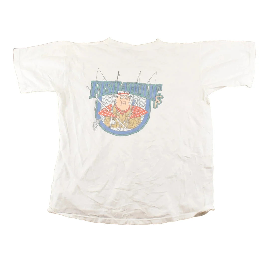 Vintage 1990's Fishaholic Funny Cartoon Fish T-Shirt Men's L from propervintagecanada