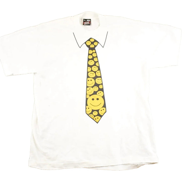 Vintage 1990's Happy Face Tie Souvenir Travel T-Shirt Mens M from propervintagecanada