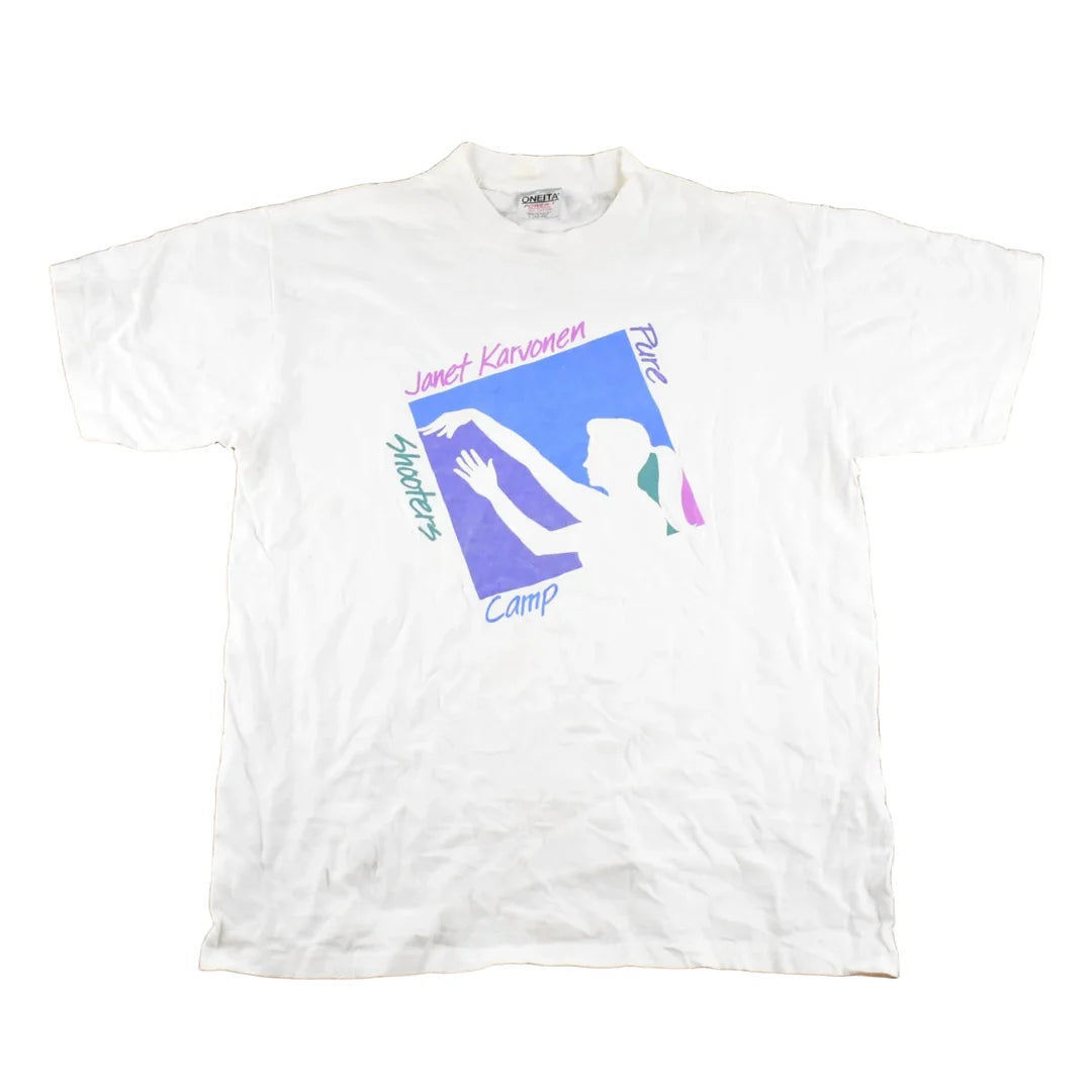Vintage 1990's Janet Karvonen Shooters Camp Souvenir Travel T-Shirt Women's M from propervintagecanada