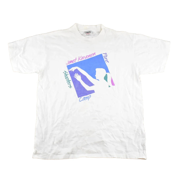 Vintage 1990's Janet Karvonen Shooters Camp Souvenir Travel T-Shirt Women's M from propervintagecanada
