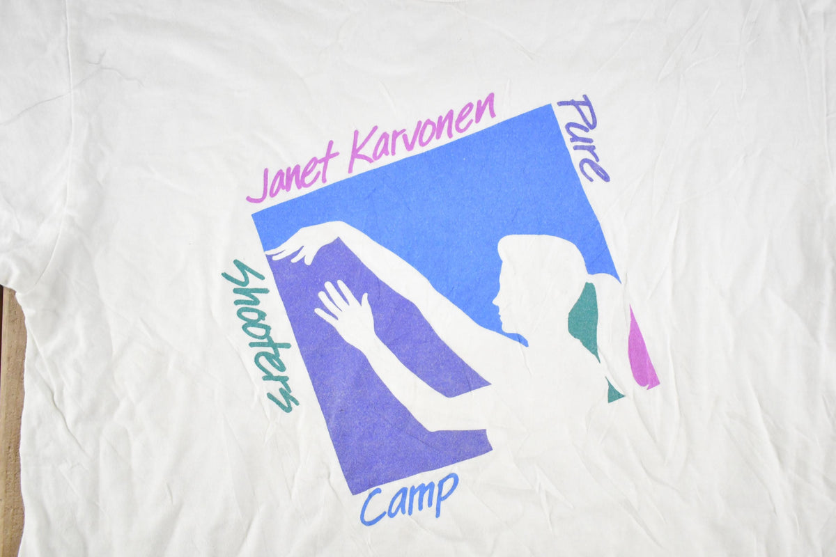 Vintage 1990's Janet Karvonen Shooters Camp Souvenir Travel T-Shirt Women's M from propervintagecanada