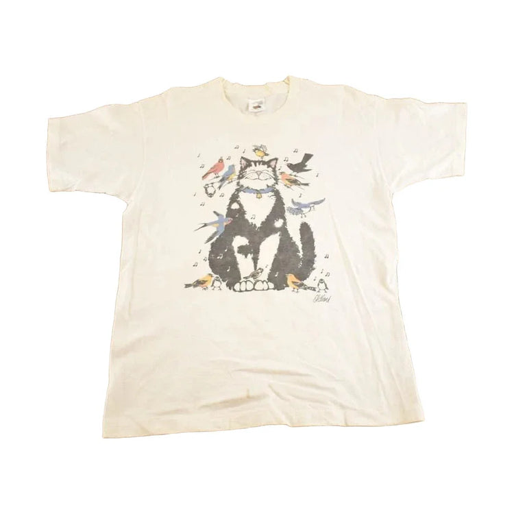 Vintage 1990's Kitty Cat Bird Cute Souvenir Grandma T-Shirt Women's M from propervintagecanada
