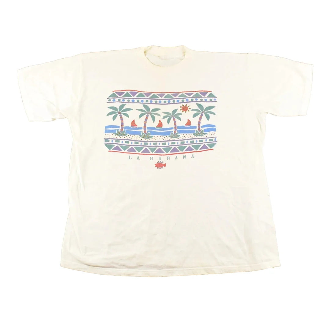Vintage 1990's La Habana Souvenir Palm Trees T-Shirt Men's XL from propervintagecanada
